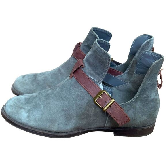 Bella Vita Green Suede Leather Cutout Ankle Boots Size 8.5 M - Picture 1 of 13